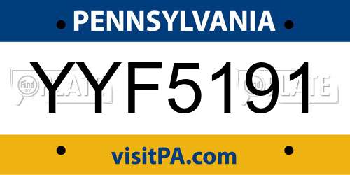 YYF5191 Pennsylvania License Plate
