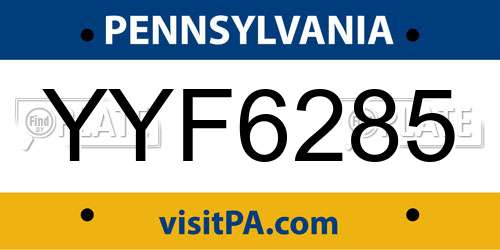 YYF6285 Pennsylvania License Plate