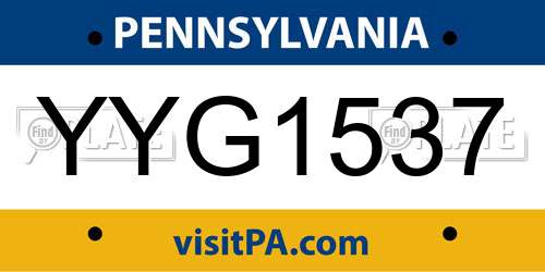 YYG1537 Pennsylvania License Plate