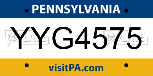 YYG4575 Pennsylvania License Plate