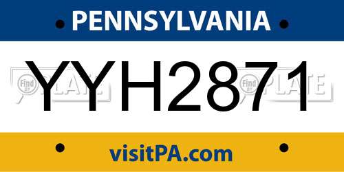 YYH2871 Pennsylvania License Plate
