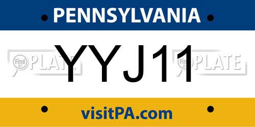 YYJ11 Pennsylvania License Plate
