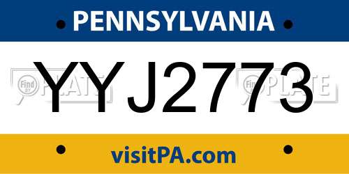 YYJ2773 Pennsylvania License Plate