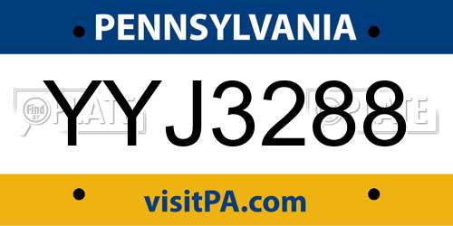 YYJ3288 Pennsylvania License Plate