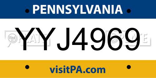 YYJ4969 Pennsylvania License Plate