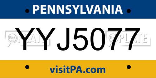 YYJ5077 Pennsylvania License Plate