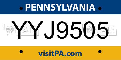 YYJ9505 Pennsylvania License Plate