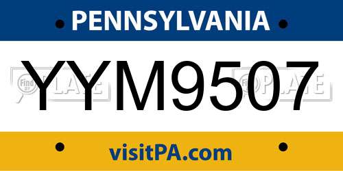 YYM9507 Pennsylvania License Plate