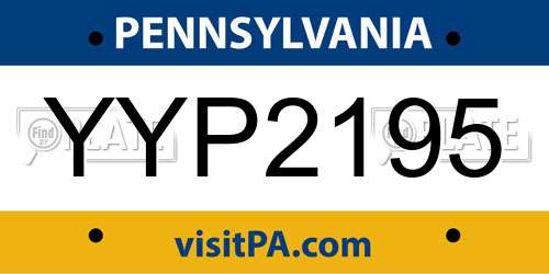 YYP2195 Pennsylvania License Plate