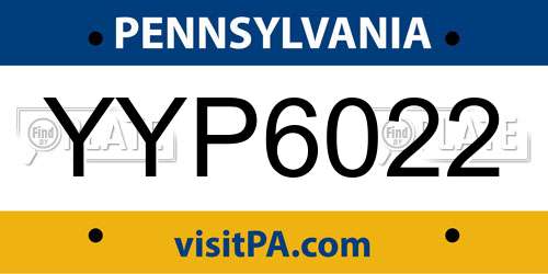 YYP6022 Pennsylvania License Plate