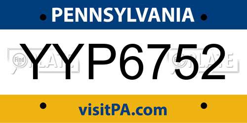 YYP6752 Pennsylvania License Plate