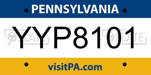 YYP8101 Pennsylvania License Plate