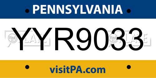 YYR9033 Pennsylvania License Plate