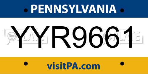 YYR9661 Pennsylvania License Plate