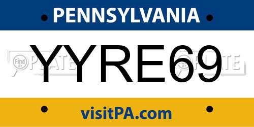 YYRE69 Pennsylvania License Plate