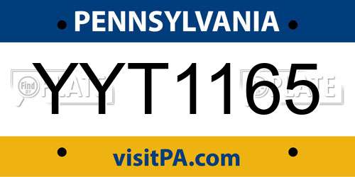 YYT1165 Pennsylvania License Plate