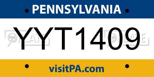 YYT1409 Pennsylvania License Plate