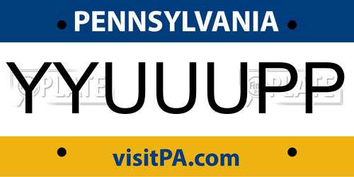 YYUUUPP Pennsylvania License Plate