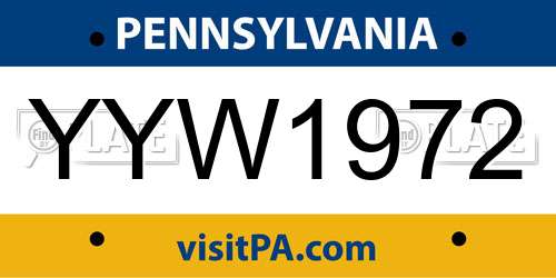 YYW1972 Pennsylvania License Plate