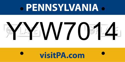 YYW7014 Pennsylvania License Plate