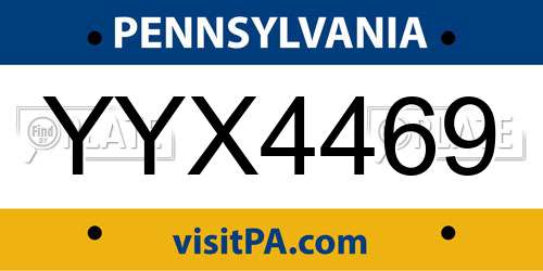 YYX4469 Pennsylvania License Plate