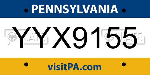 YYX9155 Pennsylvania License Plate