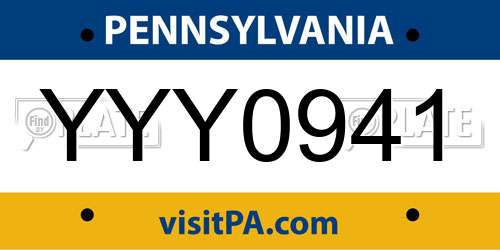 YYY0941 Pennsylvania License Plate