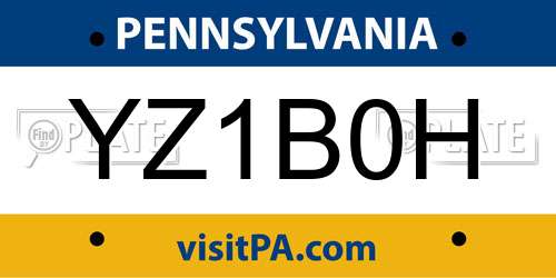 YZ1B0H Pennsylvania License Plate