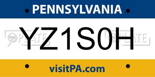 YZ1S0H Pennsylvania License Plate