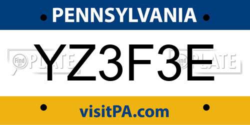 YZ3F3E Pennsylvania License Plate