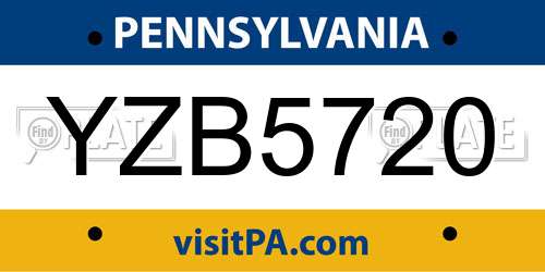 YZB5720 Pennsylvania License Plate