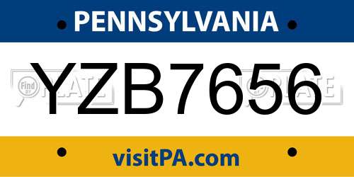 YZB7656 Pennsylvania License Plate
