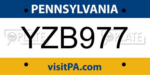 YZB977 Pennsylvania License Plate