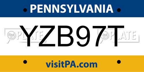 YZB97T Pennsylvania License Plate