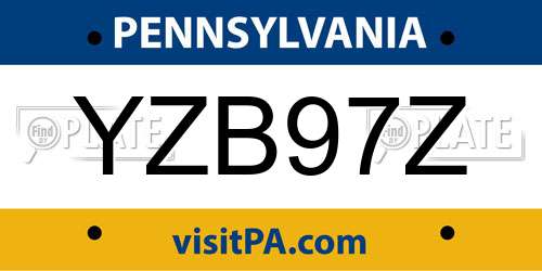 YZB97Z Pennsylvania License Plate