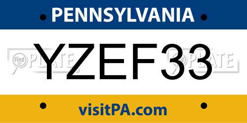 YZEF33 Pennsylvania License Plate