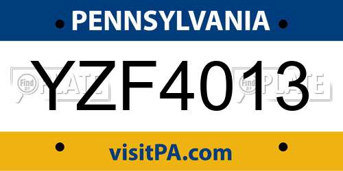 YZF4013 Pennsylvania License Plate