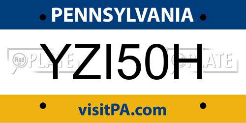 YZI50H Pennsylvania License Plate