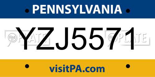 YZJ5571 Pennsylvania License Plate