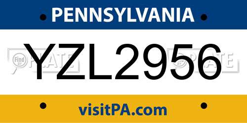 YZL2956 Pennsylvania License Plate