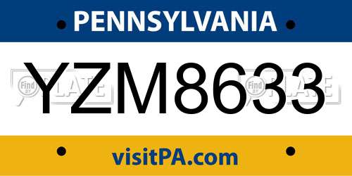 YZM8633 Pennsylvania License Plate