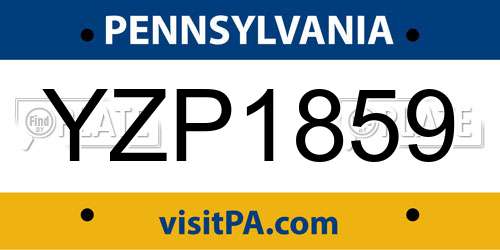 YZP1859 Pennsylvania License Plate