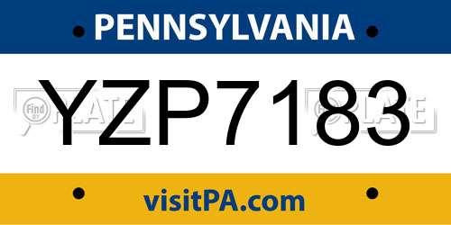 YZP7183 Pennsylvania License Plate