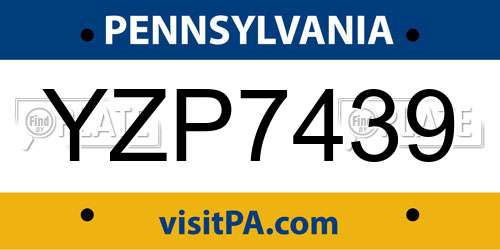 YZP7439 Pennsylvania License Plate