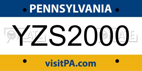 YZS2000 Pennsylvania License Plate