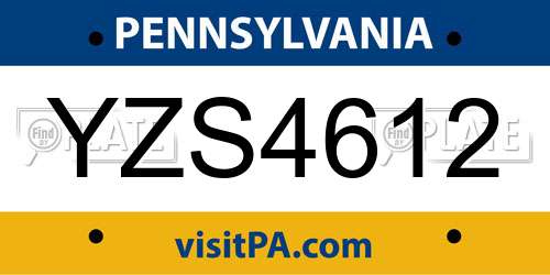YZS4612 Pennsylvania License Plate