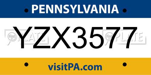 YZX3577 Pennsylvania License Plate