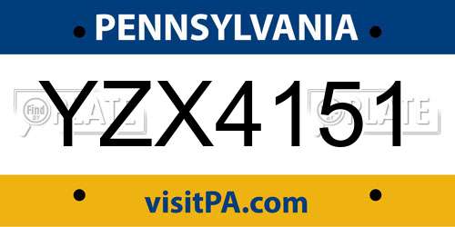 YZX4151 Pennsylvania License Plate
