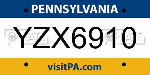 YZX6910 Pennsylvania License Plate
