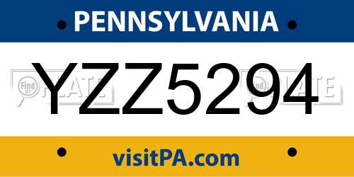 YZZ5294 Pennsylvania License Plate